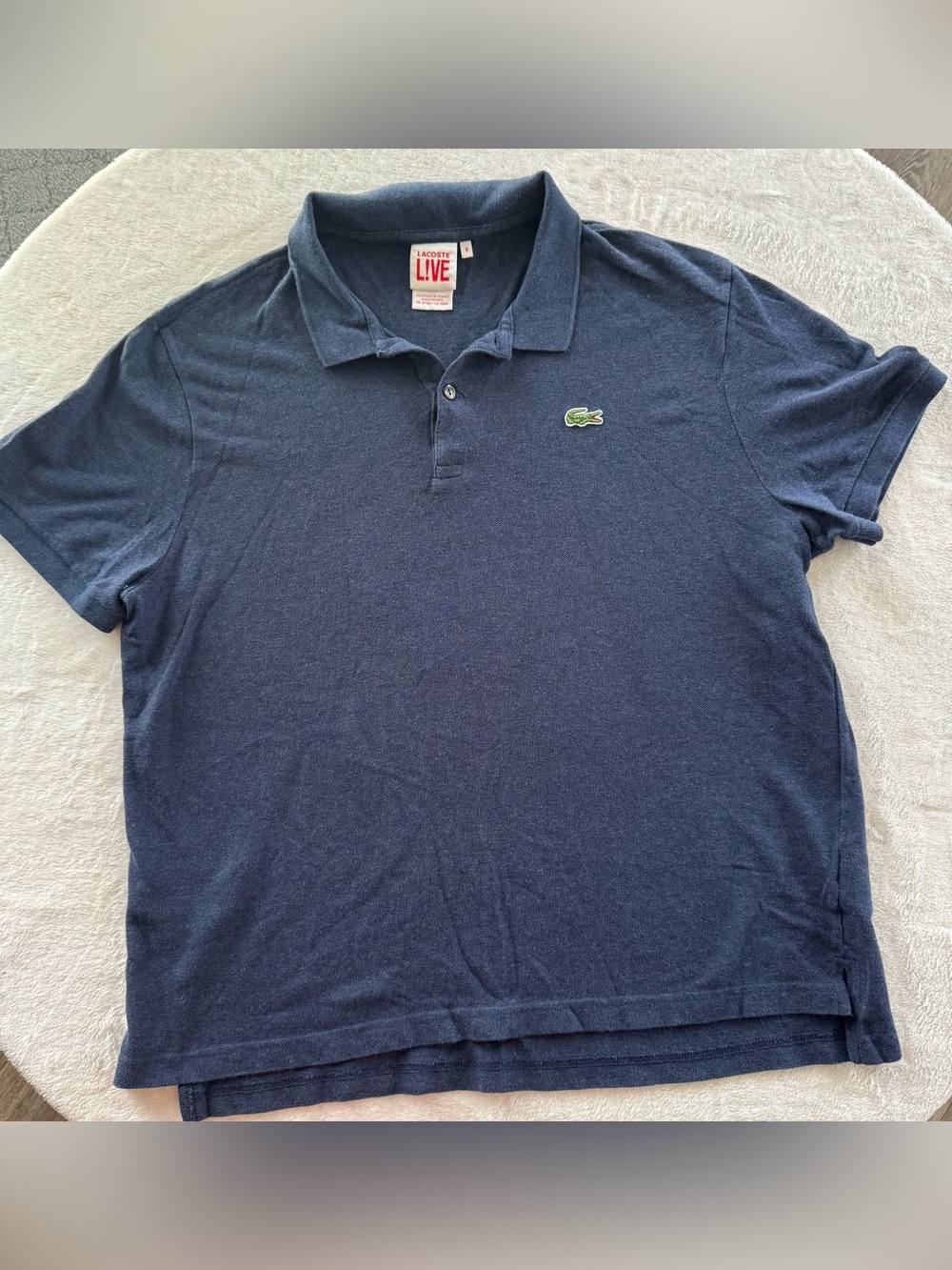Lacoste Navy Blue Men’s Polo with Green Crocodile Logo
